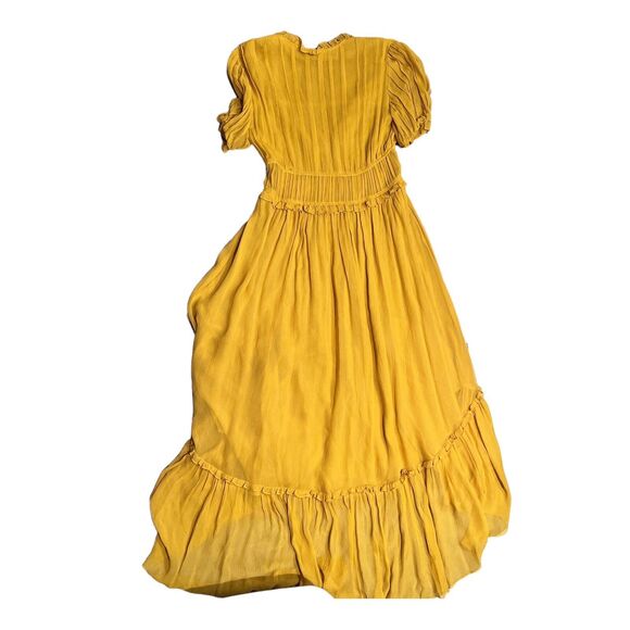 Ulla Johnson Sonja Silk Midi Dress | Size 0 | Yellow Ruffle Hem Boho Chic - Picture 16 of 16